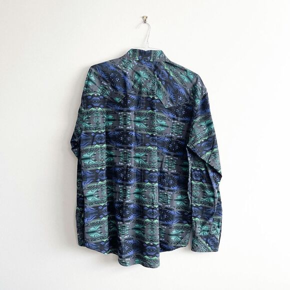 Panhandle Slim Rock & Roll Cowboy Mens Snap  Up Shirt Aztec Blue Green Size XL - Picture 2 of 7